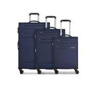 Set di 3 trolley da viaggio in morbido tessuto Worldpack | Trolley da viaggio in poliestere robusto e di alta qualità | per donne e uomini | 4 rotelle doppie e chiusura TSA | Serie Chicago, blu scuro