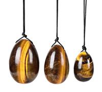 Set di 3 uova con occhio di tigre Y-on-i, pietre per massaggio, in giada naturale, per donne, massaggi muscolari, massaggi in cristallo, strumento per esercizi rilassanti, pietra naturale