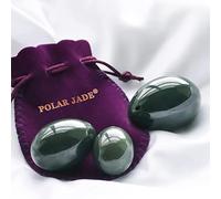 Set di 3 uova di giada di nefrite, grande, media e piccola, di 3 misure, forate, con spago non cerato, spazzola per la pulizia, istruzioni per l'uso e certificato autentico, uova Yoni uniche di Polar Jade