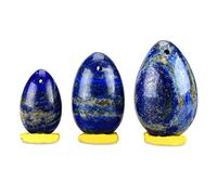 Set di 3 uova di lapislazzuli naturali, pietra di giada naturale per massaggi, per donne, esercizi per il corpo, treno, sfere per massaggi rilassanti, 3 dimensioni, L, M, S