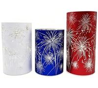 Set Di 3 Uragani Celebrativi, Fuochi D'artificio In Vetro Acidato Con Timer E Luci LED Bianche Calde Scintillanti for Decorazioni Natalizie Di Nozze