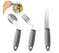Set di 3 utensili adattivi - utensili Parkinson angolati a 42°, utensili ponderati per tremori e pazienti affetti da Parkinson, posate ponderate con impugnatura facile per tremori alle mani (mano