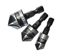 Set di 3 utensili Chamfer a 5 blade da 12/16/19 mm, con apertura a foro a 90 gradi, per legname professionale