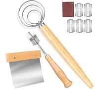 Set di 3 Utensili per Fare il Pane - Frusta Danese, Raschietto per Impasto e Lama per Pane - Strumenti per Panificazione Artigianale e Lievitati Fatti in Casa