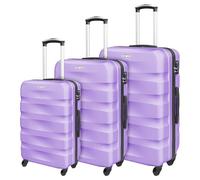 Set Di 3 Valigie Rigide ABS Valigia Da Viaggio Con Chiusura Lucchetto Combinazione Grande Media Piccola Forti Resistenti Manico Telescopico Trolley Borsa Vacanze Set Viaggio Treno Aereo Auto - Lilla