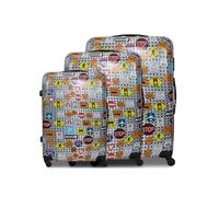 Set di 3 valigie trolley uomo donna capiente leggero rigido in policarbonato con 4 ruote tasche valigie viaggio bagaglio a mano 55x40x25 da cabina piccolo S medio M grande L da stiva con disegni