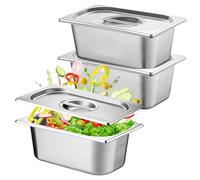 Set Di 3 vaschette da panier, Vassoio Per Gastronorme, 17,5 X 11 X 10 Cm Contenitore Per Gastronorm, Piatto In Acciaio Inox Barbecue Per Marinare Carne, Cotolette, Impilabile Set Per Panatura