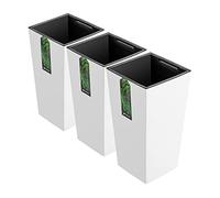 Set di 3 vasi alti da 260 x 260 x 505 mm, vasi per piante con inserto in plastica opaca, colore bianco