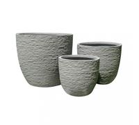 Set di 3 vasi Ciclamino in Fibra di argilla Grigio