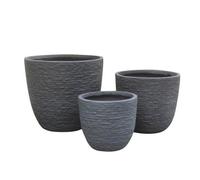 Set di 3 vasi Ciclamino in Fibra di argilla Grigio