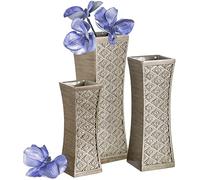 Set di 3 vasi da fiori Dublino, centrotavola per tavolo da pranzo, vasi decorativi per la casa, per soggiorno, camera da letto, cucina e altro, confezionati in confezione regalo (argento spazzolato)
