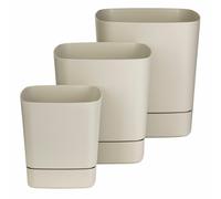 Set di 3 vasi da fiori riciclabili CUBI con sottovasi, beige.