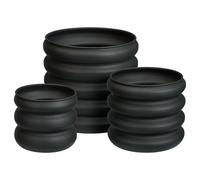 Set di 3 vasi da fiori rotondi in metallo nero