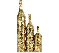 Set di 3 vasi da pavimento dorati alti 49,8 cm, grandi vasi da pavimento in ceramica, decorazione per soggiorno e tavolo d'ingresso, vaso moderno dorato per erba della pampa boho singolo fiore