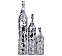 Set di 3 vasi da pavimento in ceramica alti 49,8 cm, grandi decorazioni argentate e centrotavola da ingresso, vaso moderno alto e magro per erba della pampa boho singolo fiore decorativo