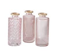 Set di 3 vasi di fiori in vetro con motivo boho, rotondi, rosa, blush e oro, decorazione da tavolo vintage, boho, compleanno, festa di compleanno, decorazione per la casa, decorazione floreale