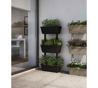 Set di 3 vasi Durbuy, Composizione per orto casalingo, Set Porta Fiori per Interno o Esterno, 100% Made in Italy, 49x16h100 cm, Antracite