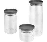 Set di 3 vasi in vetro rotondi metaltex aroma line 450 / 1000 / 1500 ml