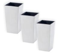 Set di 3 vasi quadrati Urbi Square moderni lisci fioriera plastica e legno