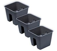 Set di 3 vasi rettangolari Ratolla Railing Square moderni simil rattan plastica