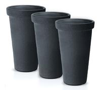 Set di 3 vasi rotondi Classic Tower moderni simil pietra fioriera plastica