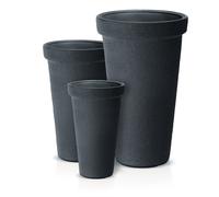Set di 3 vasi rotondi Classic Tower moderni texture pietra fioriera plastica