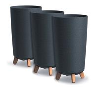 Set di 3 vasi rotondi Gracia Tubus Slim moderni lisci fioriera plastica e legno