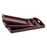 Set di 3 vassoi da portata in legno laccato marrone Tre diverse dimensioni