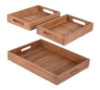 Set di 3 vassoi da portata in teak, 39 x 29 x 5 cm. Home Styling Collection
