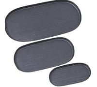 Set di 3 vassoi in alluminio intagliato in nero 21 x 11, 30 x 15 e 40 x 20 x 1,5 cm