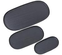 Set di 3 vassoi in alluminio intagliato in nero 21 x 11, 30 x 15 e 40 x 20 x 1,5 cm