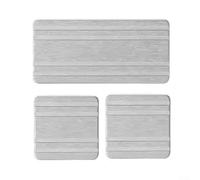 Set di 3 vassoi in pietra diatomite naturale, per assorbire l'acqua, con piedini antiscivolo in silicone, per bagno e cucina, colore grigio