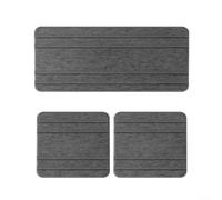 Set di 3 vassoi in pietra diatomite naturale, per assorbire l'acqua, con piedini antiscivolo in silicone, per bagno e cucina (grigio scuro)