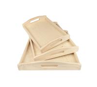 Set di 3 vassoi legno che servono breakfast laccato naturale Tre diverse misure