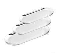 Set di 3 vassoi ovali in acciaio inossidabile, lucidati a specchio, per tè, frutta, cosmetici, organizer versatile per cucina, bagno, camera da letto,