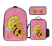 Set di 3 zaini a forma di coccinella per bambini, per ragazzi e adolescenti, con portapranzo termico, Tt-15, Taglia unica, Zaini Daypack