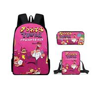 Set di 3 zaini a torre per pizza, astuccio a tracolla, borsa per la scuola, con borsa per il pranzo, zaino da gioco, borse a tracolla, grande capacità, impermeabile, per studenti delle scuole medie