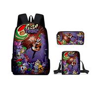 Set di 3 zaini a torre per pizza, astuccio a tracolla, borsa per la scuola, con borsa per il pranzo, zaino da gioco, borse a tracolla, grande capacità, impermeabile, per studenti delle scuole medie
