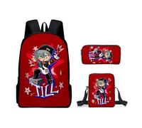 Set di 3 zaini anime, con stampa Luka/Mizi/Ivan/Till, borsa a tracolla singola, astuccio per matite, borsa casual per computer portatile, per ragazzi e ragazze, Tipo 2, Taglia unica, Set di zaini per