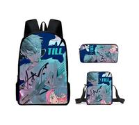 Set di 3 zaini anime, con stampa Luka/Mizi/Ivan/Till, borsa a tracolla singola, astuccio per matite, borsa casual per computer portatile, per ragazzi e ragazze, Tipo 4, Taglia unica, Set di zaini per