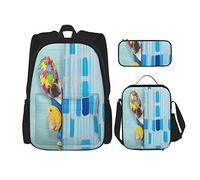 Set di 3 zaini Bulldog francese Cane in una vasca da bagno Cucciolo divertente con plastica gialla Anatra e asciugamano Stampa Libro Borsa da viaggio Borsa da scuola da lavoro Astuccio da pranzo Com