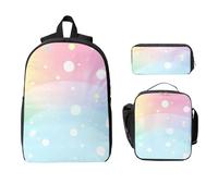 Set di 3 zaini colorati a pois per ragazze e ragazzi con borsa per il pranzo astuccio arcobaleno 3 pezzi borse scolastiche isolate per il pranzo regali per donne uomini