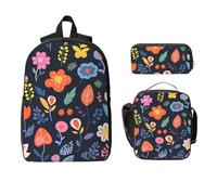 Set di 3 zaini colorati con margherite per ragazze e ragazzi, con borsa per il pranzo, astuccio per matite e fiori, 3 pezzi, borsa termica per il pranzo, regali per donne e uomini
