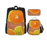 Set di 3 zaini con ananas, borsa a tracolla regolabile con astuccio portapranzo, Limoni e Arance, Taglia unica, Zaini Daypack