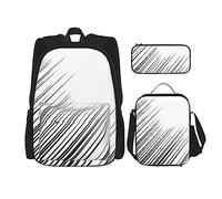 Set di 3 zaini con ananas, borsa a tracolla regolabile con astuccio portapranzo, Linee di velocità orizzontali, Taglia unica, Zaini Daypack
