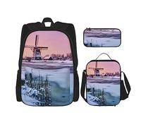 Set di 3 zaini con ananas, borsa a tracolla regolabile con astuccio portapranzo, Paesaggio, Taglia unica, Zaini Daypack