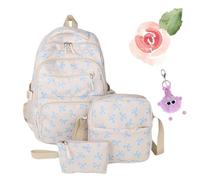 Set di 3 zaini con fiocco per ragazze, borsa da scuola estetica di grande capacità, in nylon Kawaii preppy borse per la scuola per adolescenti, primaria, secondaria e università, Blu, L