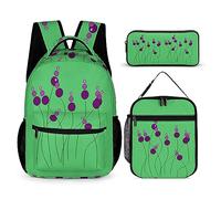 Set di 3 zaini con fiori per bambini, per ragazzi e adolescenti, con portapranzo termico, Tt-15, Taglia unica, Zaini Daypack
