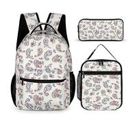 Set di 3 zaini con fiori per bambini, per ragazzi e adolescenti, con portapranzo termico, Tt-20, Taglia unica, Zaini Daypack