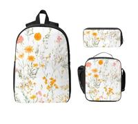 Set di 3 zaini con margherite e farfalle, per ragazze e ragazzi, con borsa per il pranzo, astuccio per matite e fiori, 3 pezzi, borsa termica per il pranzo, regali per donne e uomini